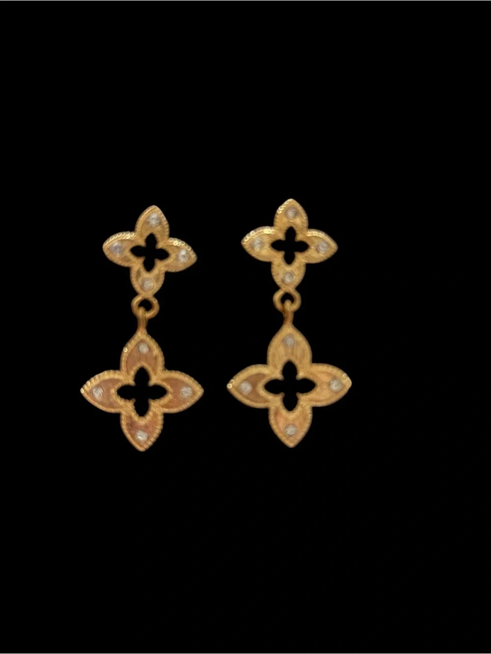 Fashion Jewelry Gold Floral Dangle Earrings - Picture 1 of 1